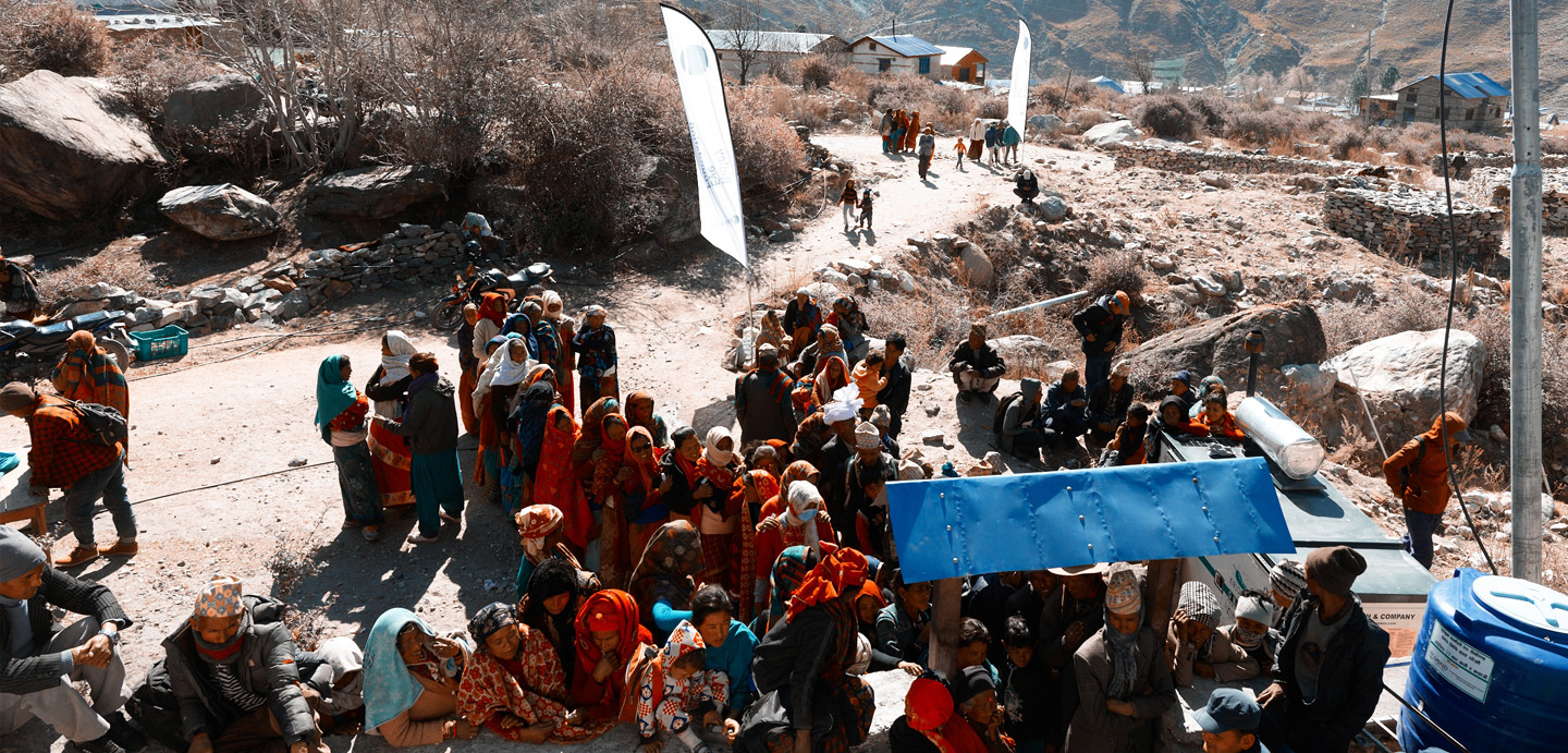 A picture of Nepali patients waiting to be triaged in Tripurikot, Jumla